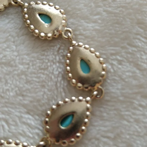 Kendra Scott Bria Bracelet Gold with Turquoise Stones Vintage Rare - Picture 9 of 10